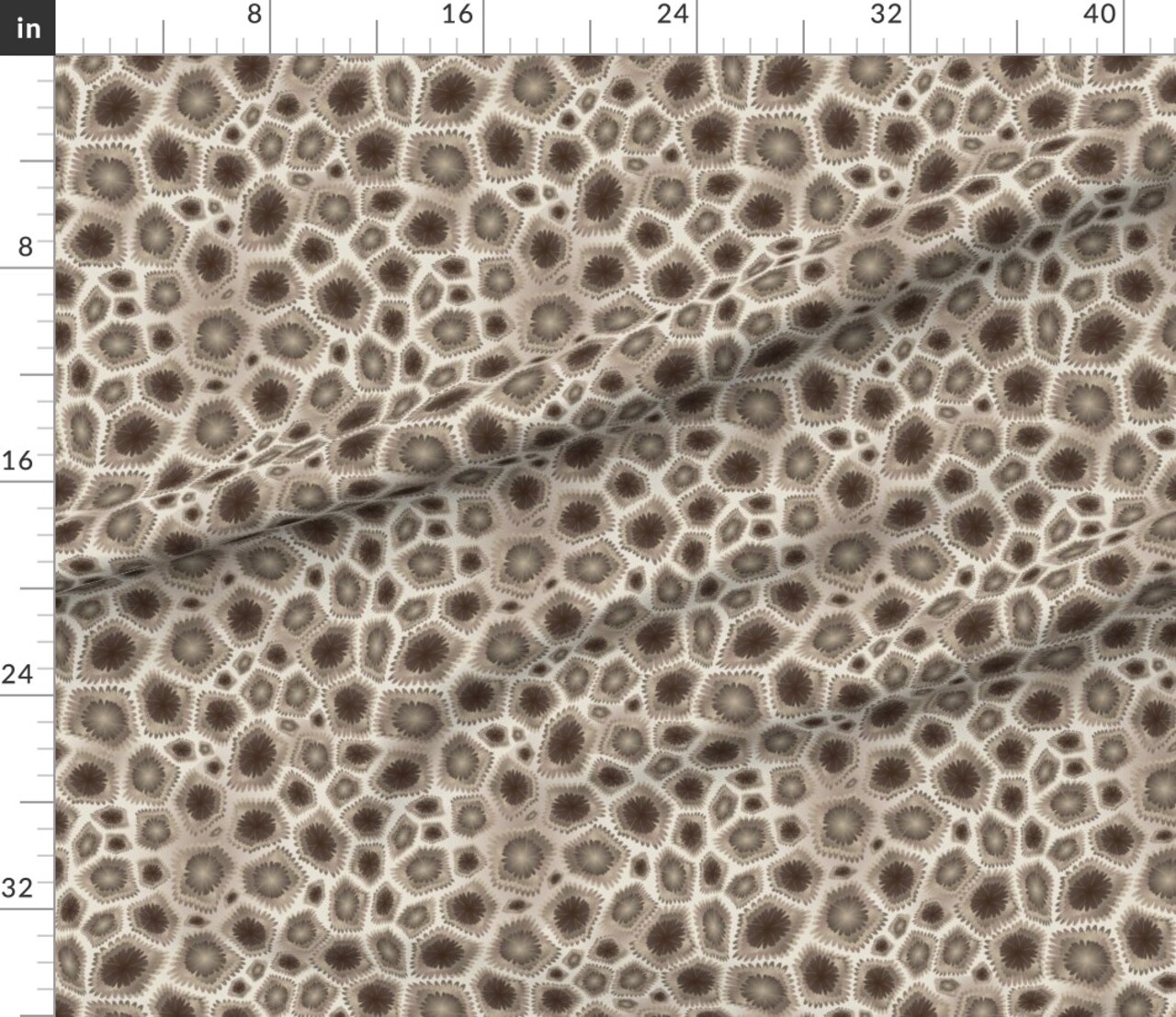 Petoskey Stone Brown Beige Coral Custom Printed Fabric by Spoonflower Various Fabrics by the Yard or Fat Quarter